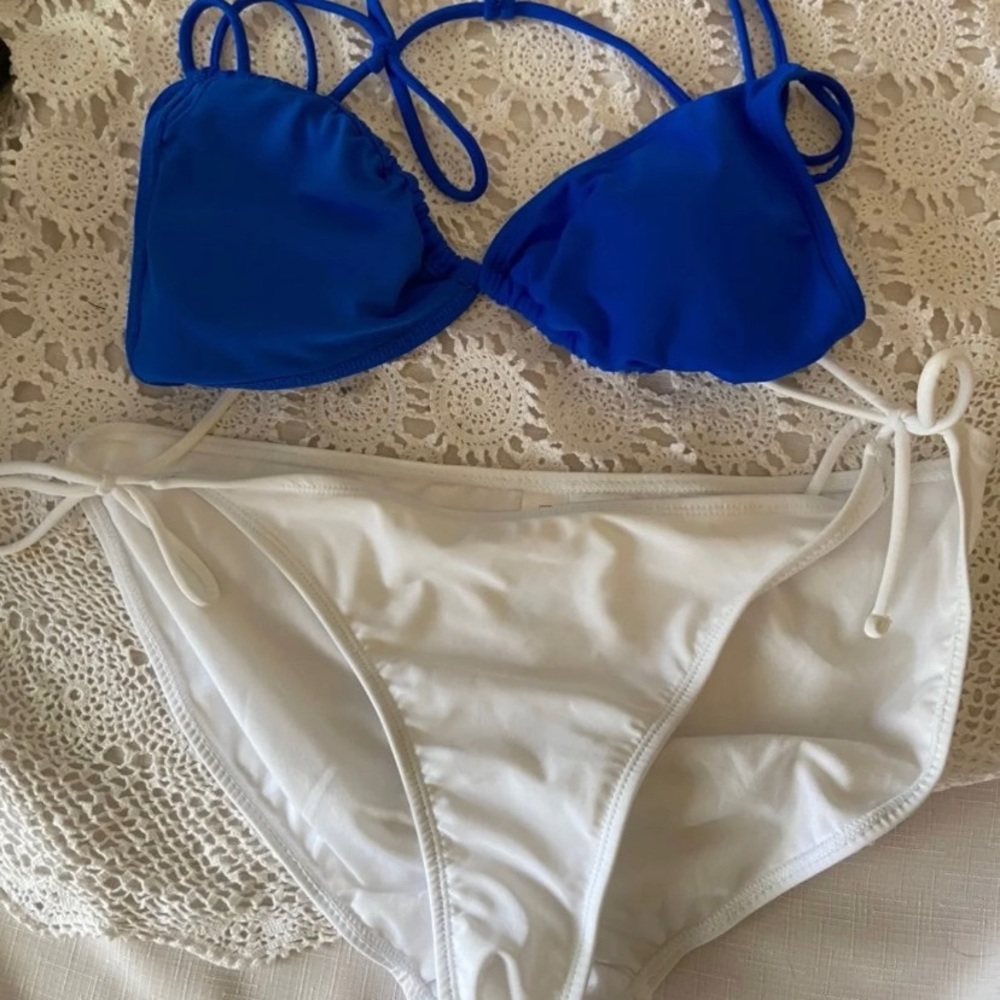 New Blue and White Bikini size L
